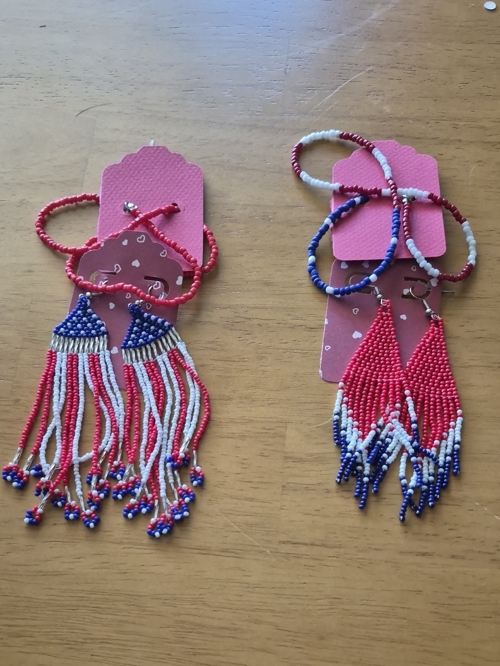 HUICHOL AMERICANA Earrings & Necklace SETS ❤️🤍💙 Glass Seed Beads 💙🤍♥️ CHOOSE